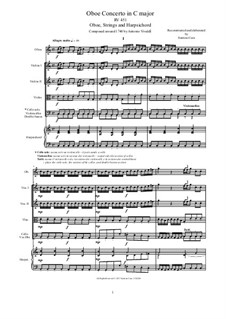 Concerto for Oboe and Strings in C Major, RV 451: Score and parts by Antonio Vivaldi
