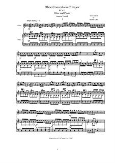 Concerto for Oboe and Strings in C Major, RV 451: Version for oboe and piano by Antonio Vivaldi