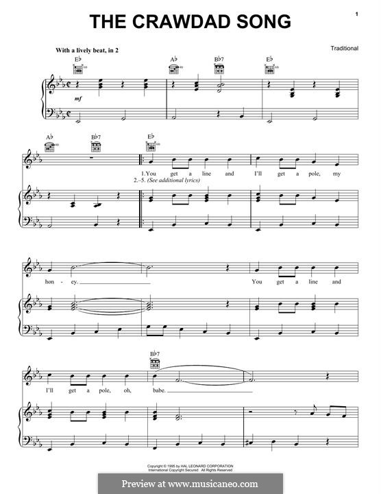 the crawdad song by folklore sheet music on musicaneo ma navu sheet music
