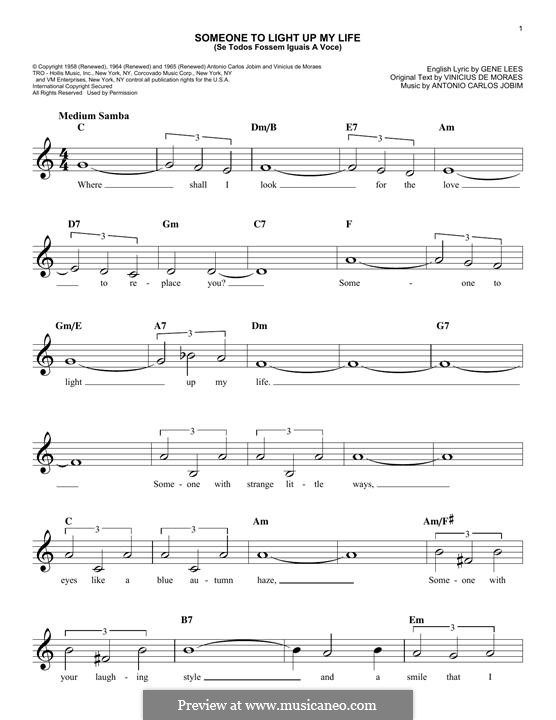 Someone to Light Up My Life (Se Todos Fossem Iguais a Voce): Melody line by Antonio Carlos Jobim