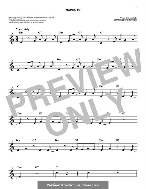 Mambo No.5 by D.P. Prado - sheet music on MusicaNeo