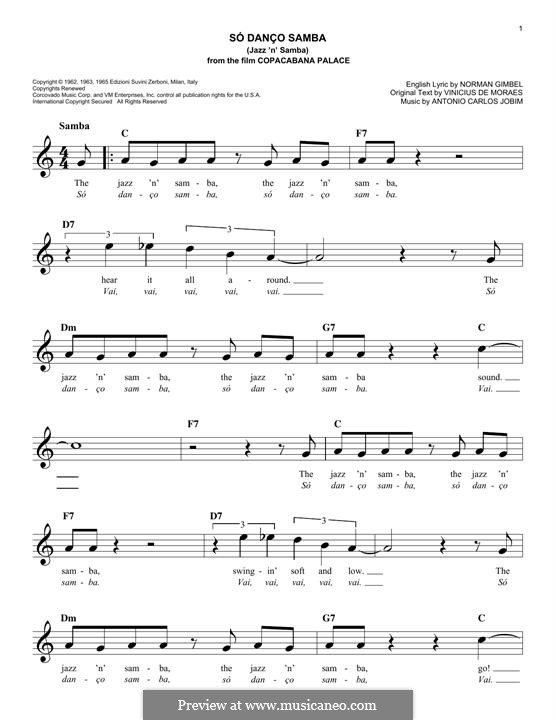Só Danço Samba (Jazz 'n' Samba): Melody line by Antonio Carlos Jobim