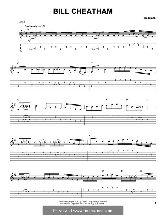 Bill Cheatham: For guitar with tab by folklore