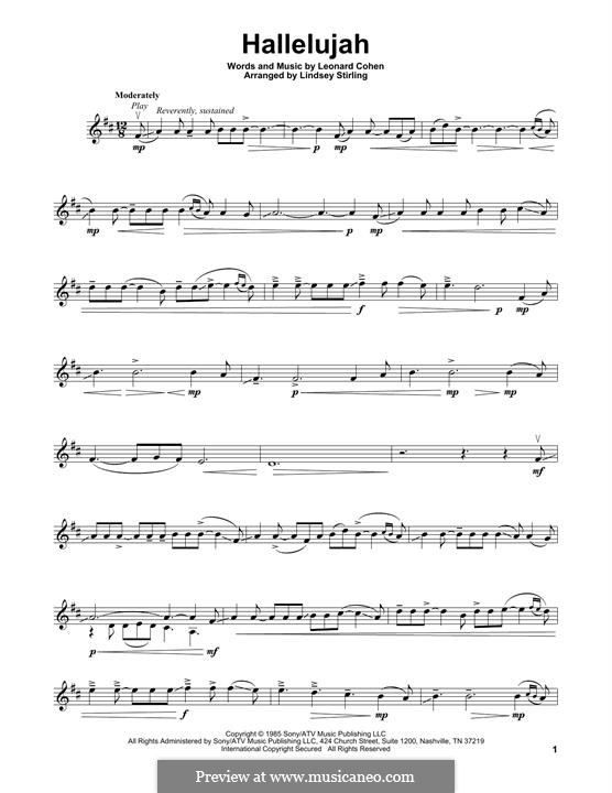 Hallelujah by L. Cohen sheet music on MusicaNeo