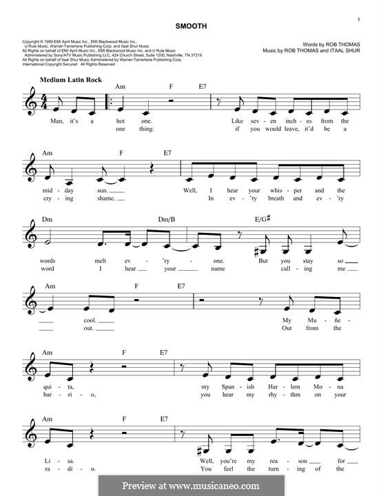 Smooth (Santana featuring Rob Thomas) by I. Shur, R. Thomas on MusicaNeo