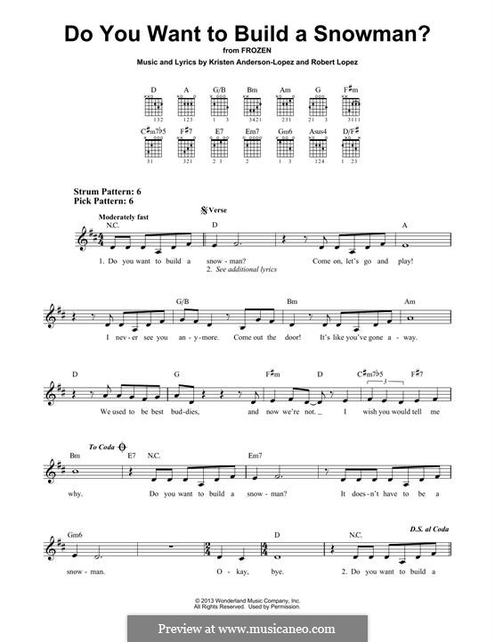 Do You Want to Build a Snowman? (from Frozen): For guitar by Robert Lopez, Kristen Anderson-Lopez