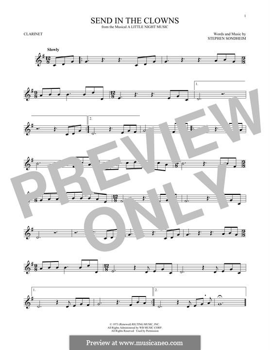 Send in the Clowns (from A Little Night Music): For clarinet by Stephen Sondheim