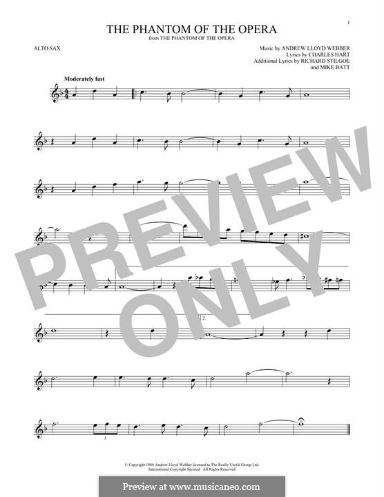 The Phantom of the Opera: For alto saxophone by Andrew Lloyd Webber