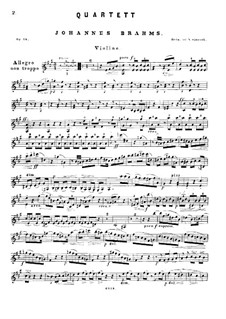 Piano Quartet No.2 in A Major, Op.26: Violin part by Johannes Brahms