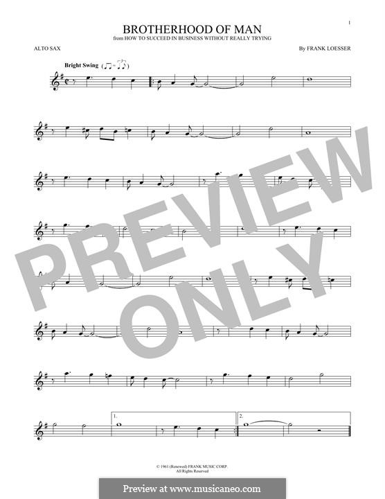 Brotherhood of Man: For alto saxophone by Frank Loesser