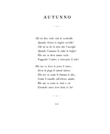Quattro poesie liriche (Four Lyric Poems), BV 191 Op.40: No.3-4 Autunno, Inverno (Autumn, Winter) by Ferruccio Busoni
