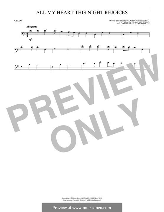 All My Heart This Night Rejoices: For cello by Johann Georg Ebeling
