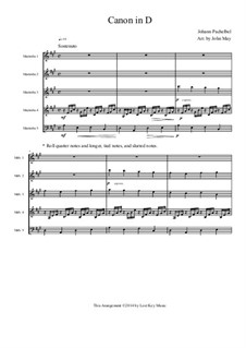 Chamber version: For percussion ensemble by Johann Pachelbel