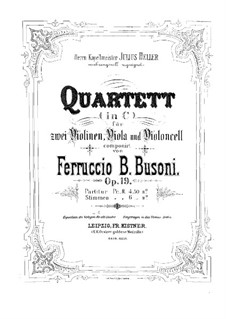 String Quartet No.1 in C Minor, BV 208 Op.19: Full score by Ferruccio Busoni