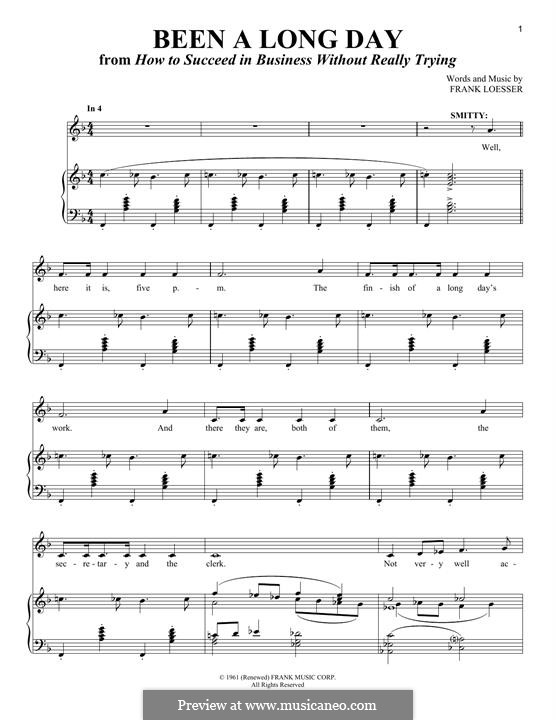 Been A Long Day By F. Loesser - Sheet Music On Musicaneo
