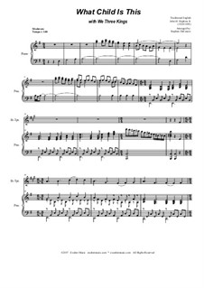 What Child is This with We Three Kings: Duet for Bb-trumpet and french horn by Unknown (works before 1850), John H. Hopkins Jr.