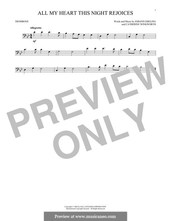 All My Heart This Night Rejoices: For trombone by Johann Georg Ebeling