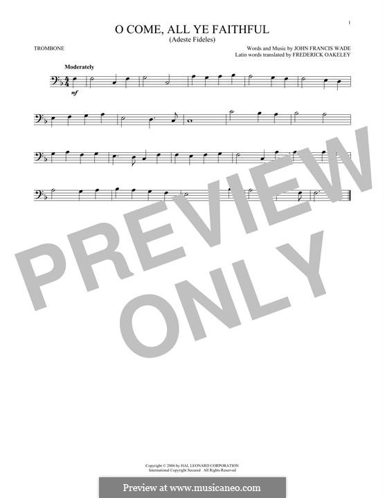 Instrumental version (Printable scores): For trombone by John Francis Wade