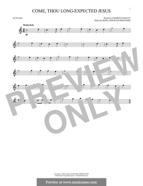 Come, Thou Long-Expected Jesus: For alto saxophone by Rowland Huw Prichard