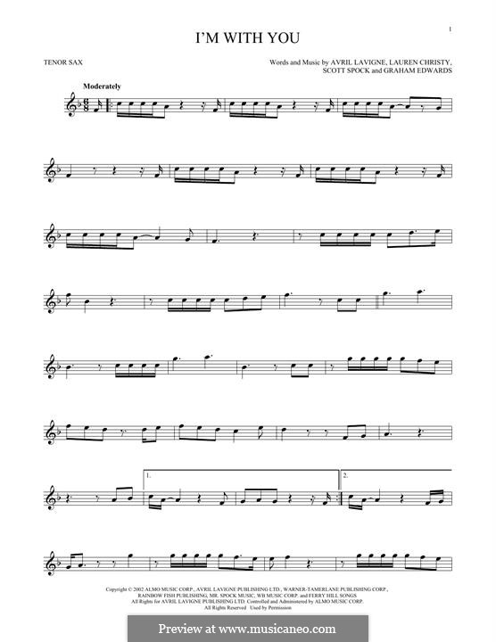 I'm with You: For tenor saxophone by Avril Lavigne, Graham Edwards, Lauren Christy, Scott Spock