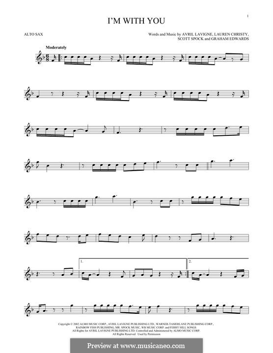 I'm with You: For alto saxophone by Avril Lavigne, Graham Edwards, Lauren Christy, Scott Spock