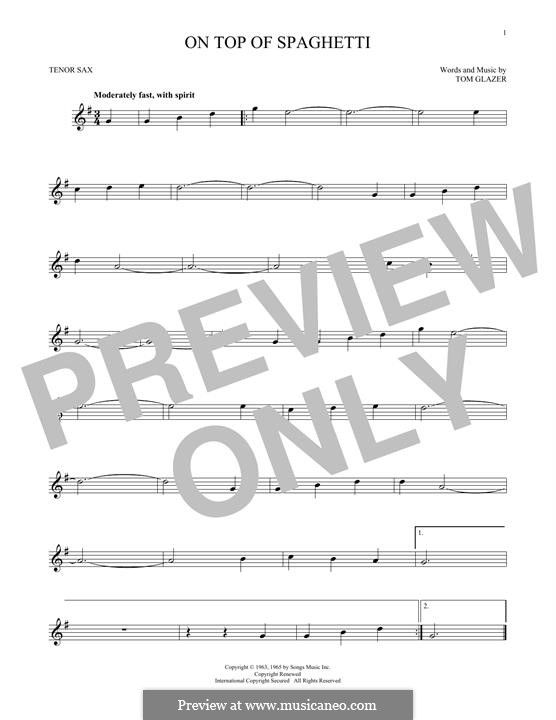 On Top of Spaghetti by T. Glazer - sheet music on MusicaNeo