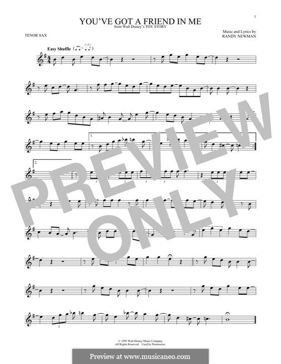 You've Got a Friend in Me (from Disney's Toy Story): For tenor saxophone by Randy Newman