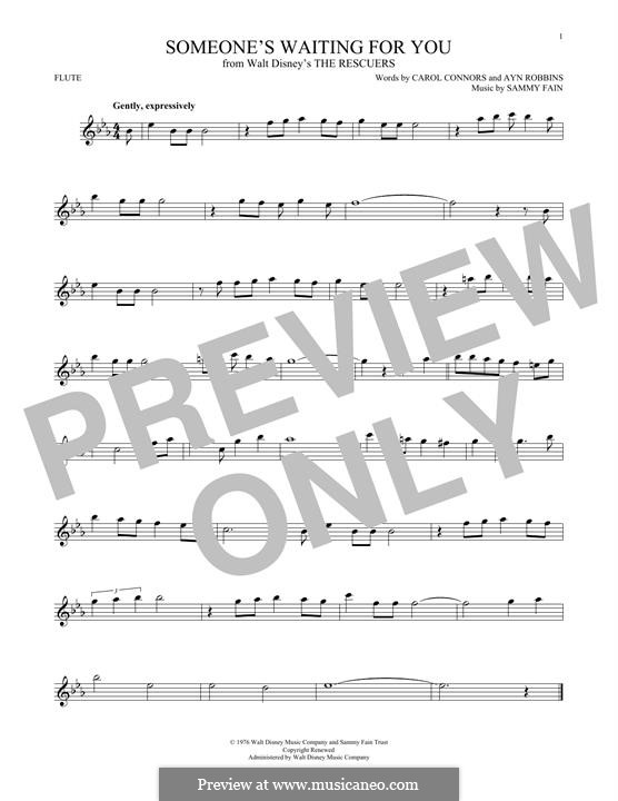 Someone's Waiting for You (from Disney's The Rescuers): For flute by Sammy Fain