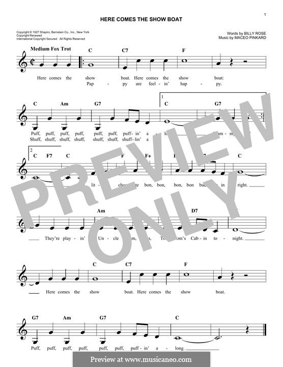 Here Comes the Show Boat by M. Pinkard - sheet music on MusicaNeo