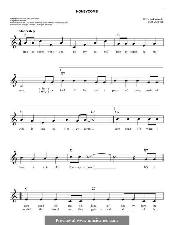 Honeycomb: Melody line by Bob Merrill