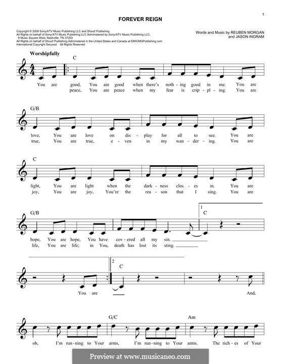 Forever Reign (Hillsong United): Melody line by Jason David Ingram, Reuben Morgan
