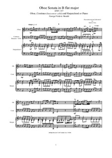 Sonata for Oboe and Harpsichord in B Flat Major, HWV357: Score, parts by Georg Friedrich Händel