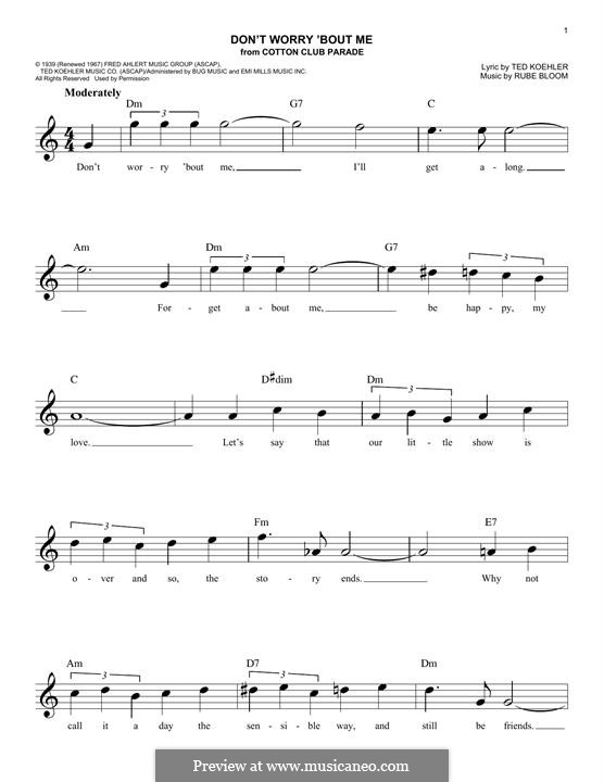 Don't Worry 'Bout Me (Frank Sinatra): Melody line by Rube Bloom
