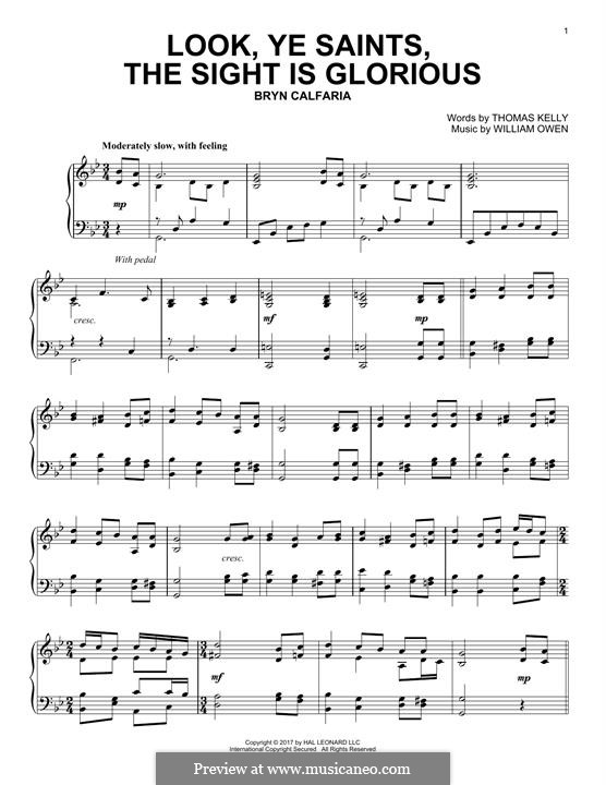 Look, Ye Saints! The Sight Is Glorious: For piano by William Owen