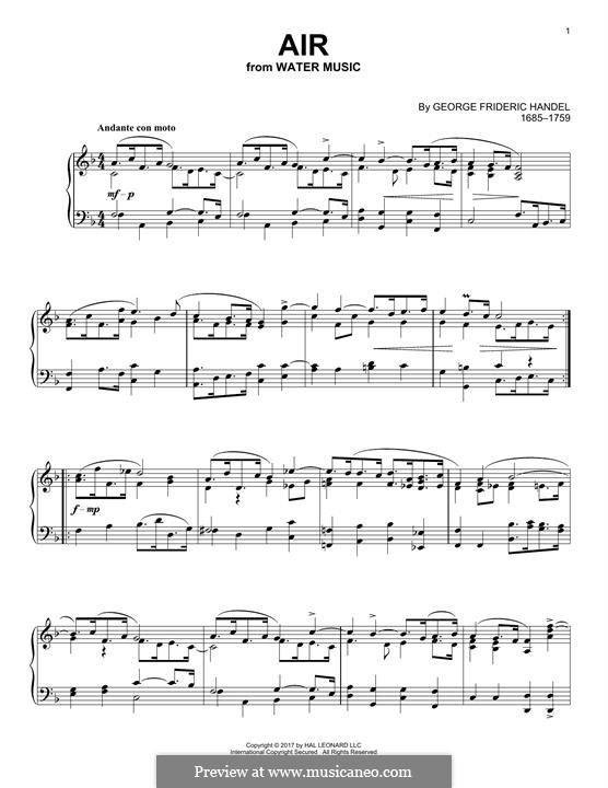 Suite No.1 in F Major – Aria, HWV 348: For piano by Georg Friedrich Händel