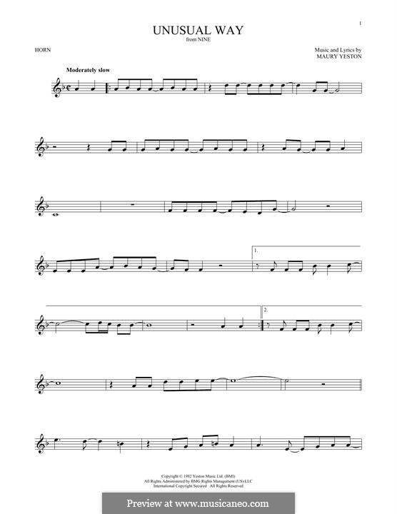 Unusual Way (In a Very Unusual Way): For horn by Maury Yeston