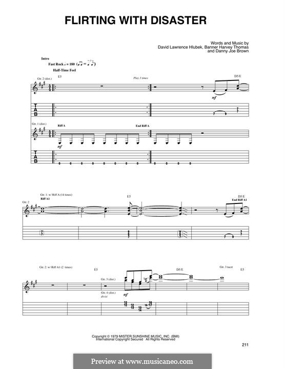 Flirtin' with Disaster (Molly Hatchet): For guitar with tab by Banner Harvey Thomas, Danny Joe Brown, David Lawrence Hlubek