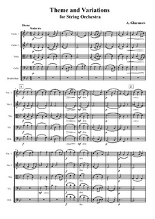 Theme and Variations for String Orchestra: Full score by Alexander Glazunov