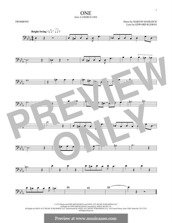 One (from A Chorus Line): For trombone by Marvin Hamlisch