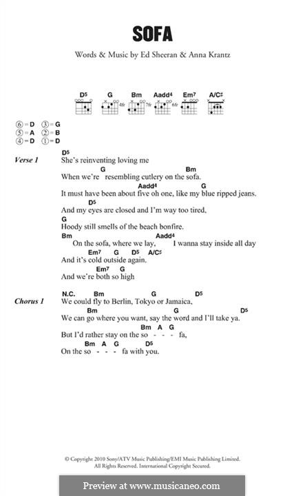 Sofa: Lyrics and chords by Ed Sheeran, Anna Krantz
