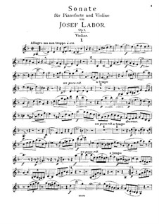 Sonata for Violin and Piano, Op.5: Solo part by Josef Labor