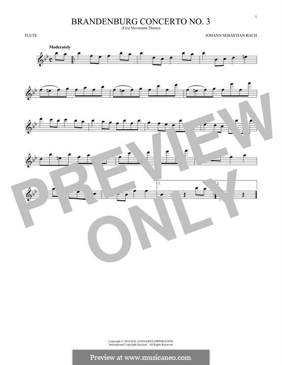 Movement I: Theme. Version for flute by Johann Sebastian Bach