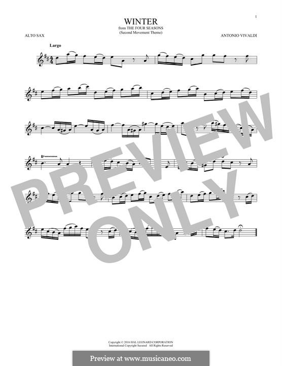 Violin Concerto No.4 in F Minor 'L'inverno', RV 297: Movement II. Arrangement for alto saxophone (Theme) by Antonio Vivaldi