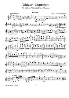 Waltz-Caprices for Violin, Cello and Piano, Op.14: Violin part by Max Laurischkus
