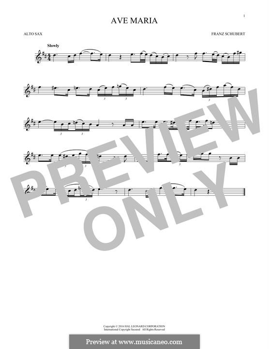 One instrument version: For alto saxophone by Franz Schubert
