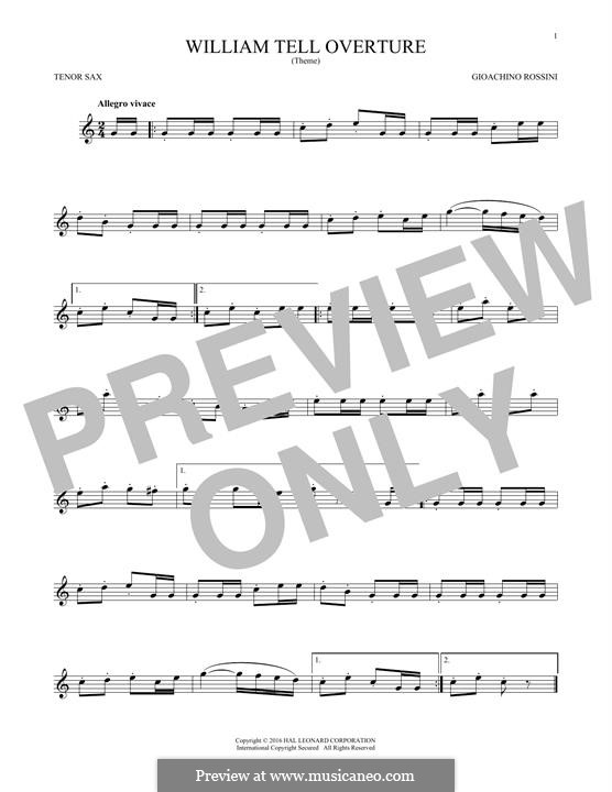 Overture (Printable Scores): For tenor saxophone by Gioacchino Rossini