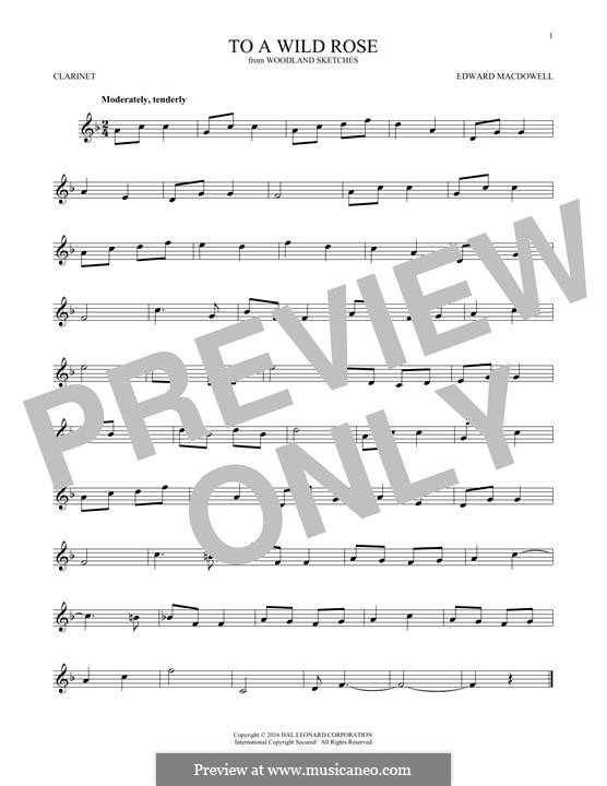 No.1 To a Wild Rose: For clarinet by Edward MacDowell