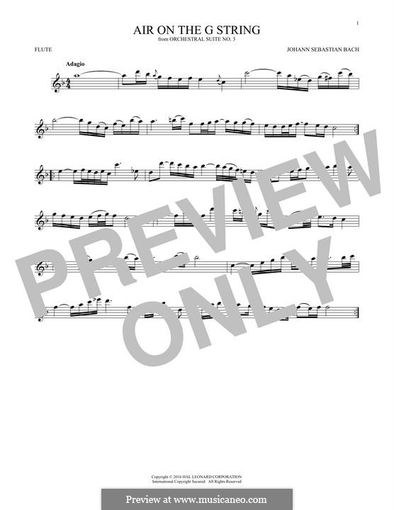 Aria (Printable Scores): Version for flute by Johann Sebastian Bach