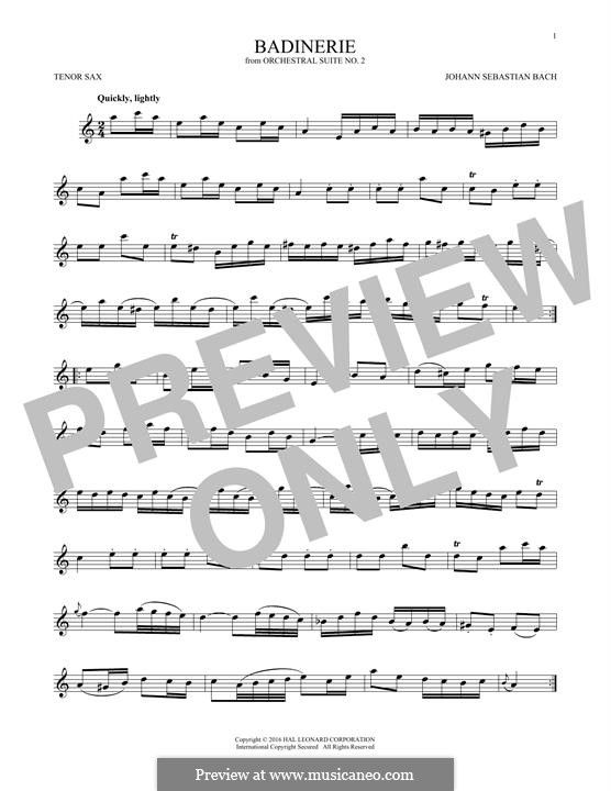 Badinerie: For tenor saxophone by Johann Sebastian Bach