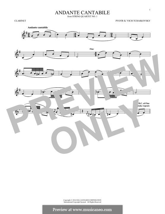 Movement II: Arrangement for clarinet (fragment) by Pyotr Tchaikovsky